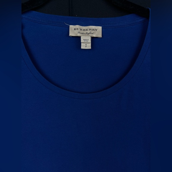 Burberry Royal Blue top with plaid details on sleeves - Picture 7 of 10